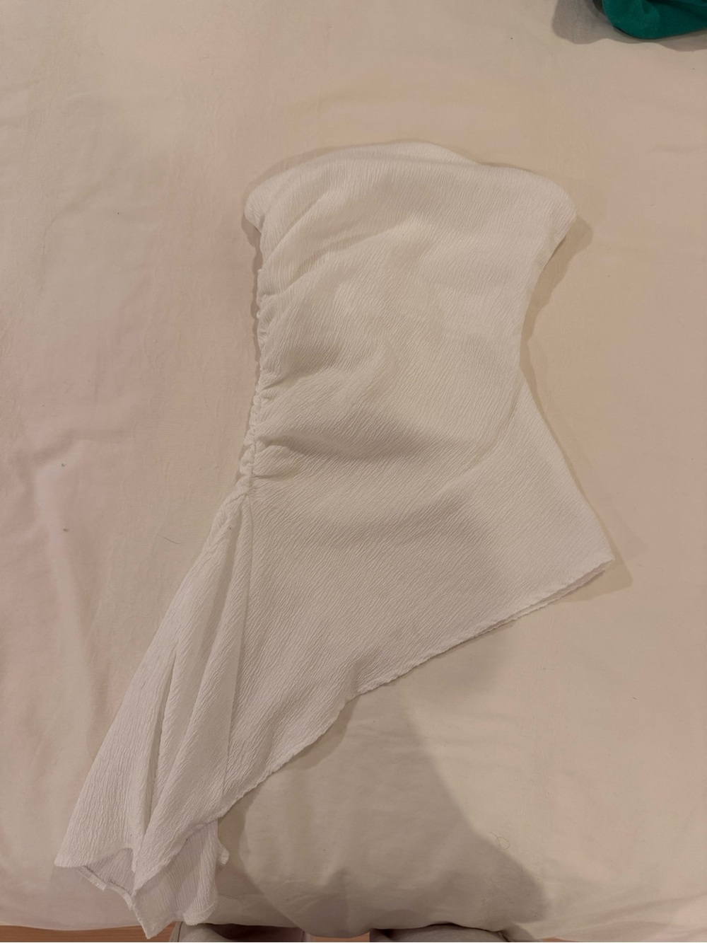 White Asymmetric Strapless top